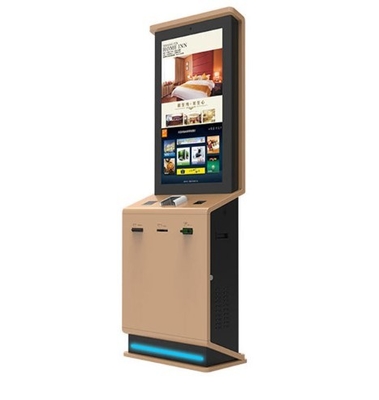 Fertigen Sie Lobby-Touch Screen Kiosk mit Fingerabdruck-und Pass-Scanner kundenspezifisch an